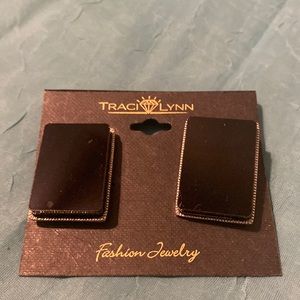 Black Rectangle Earrings